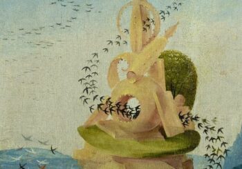 Hieronymus Bosch. Ausschnitt aus "Garten der Lüste": DerVogelschwarm.