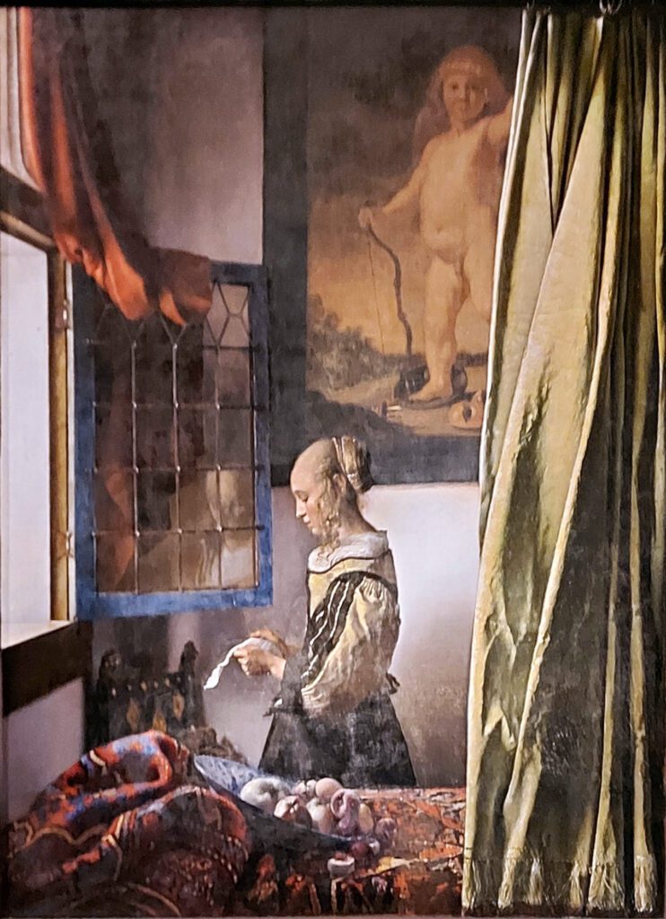 Vermeer Mädchen liest einen Brief am offenen Fenster